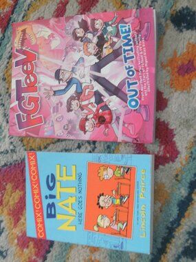 2 Graphic Novel BOOKS ~ FGTeeV Out of Time!  & Comix Big Nate Here Goes Nothing